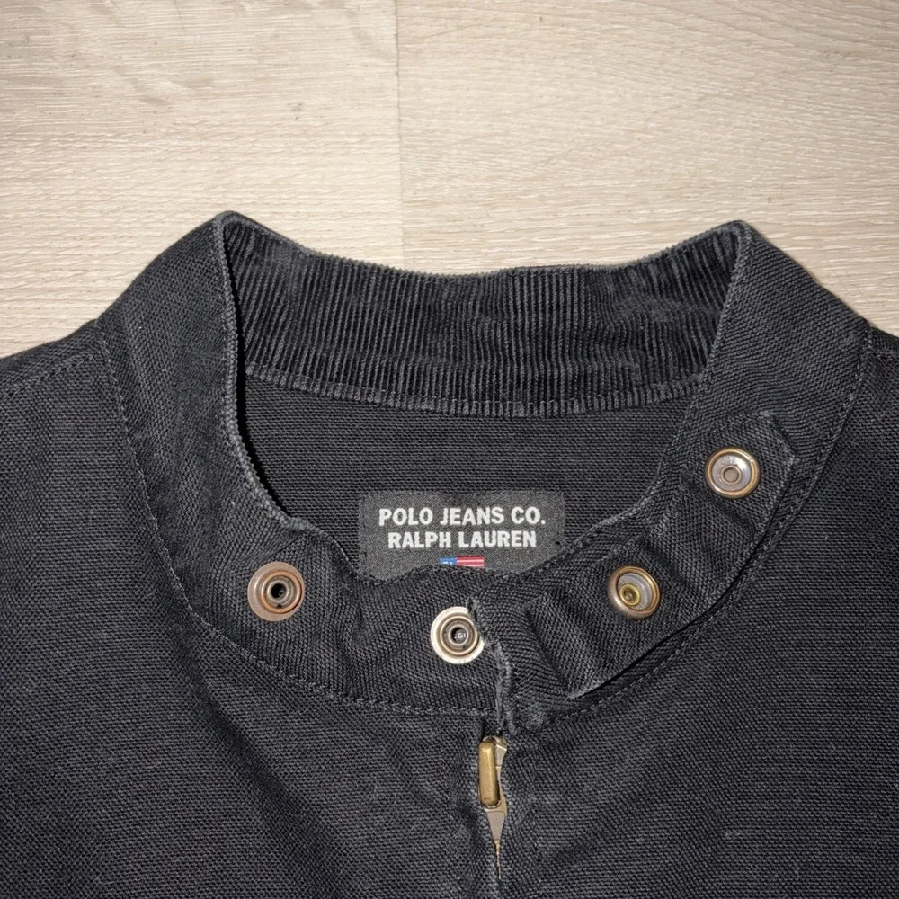 Vintage Polo Jeans Co Moto Racer Canvas Jacket Full Zip Men's XL Black